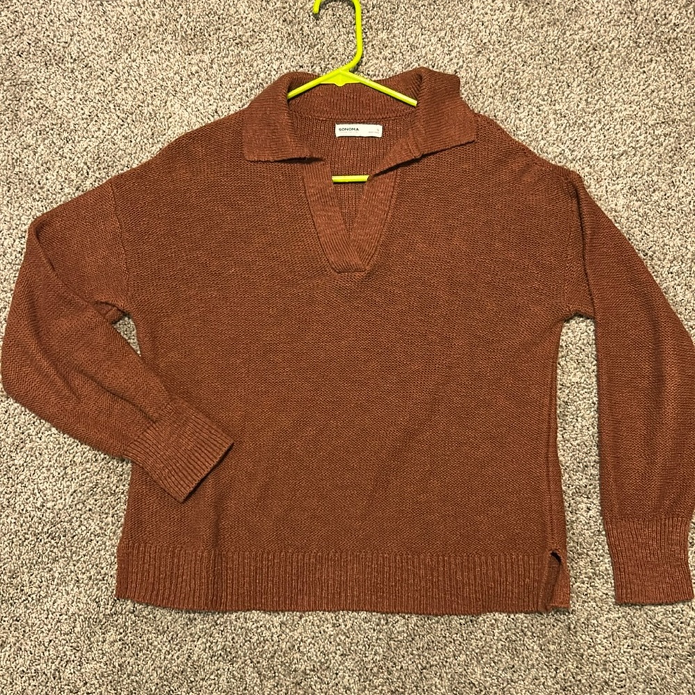cotton open-collared sweater